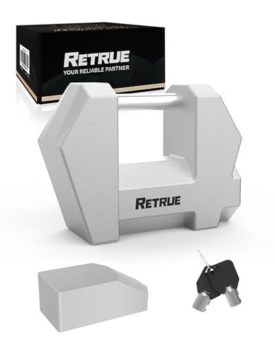 RETRUE Cyber Lock Heavy Duty Trailer Coupler Lock Upgraded Trailer Lock with Extra Wide 1.2 Span & 1/4 Diameter Anti-Theft Tongue Locks for RVs Boats Trucks Tow Hitch Security Accessory-Silver