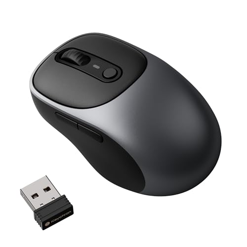 Image of Keychron BM24 Portable Wireless Mouse, 2400 DPI Quiet Clicks, 2.4 GHz /Bluetooth 5.2 /Wired with Programmable Buttons, Long Battery Life for Laptop PC /Mac /Windows - Metal Gray