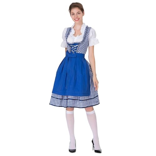 Vestido de tirolesa tradicional a cuadros para mujer perfecto para Halloween y cosplay retro