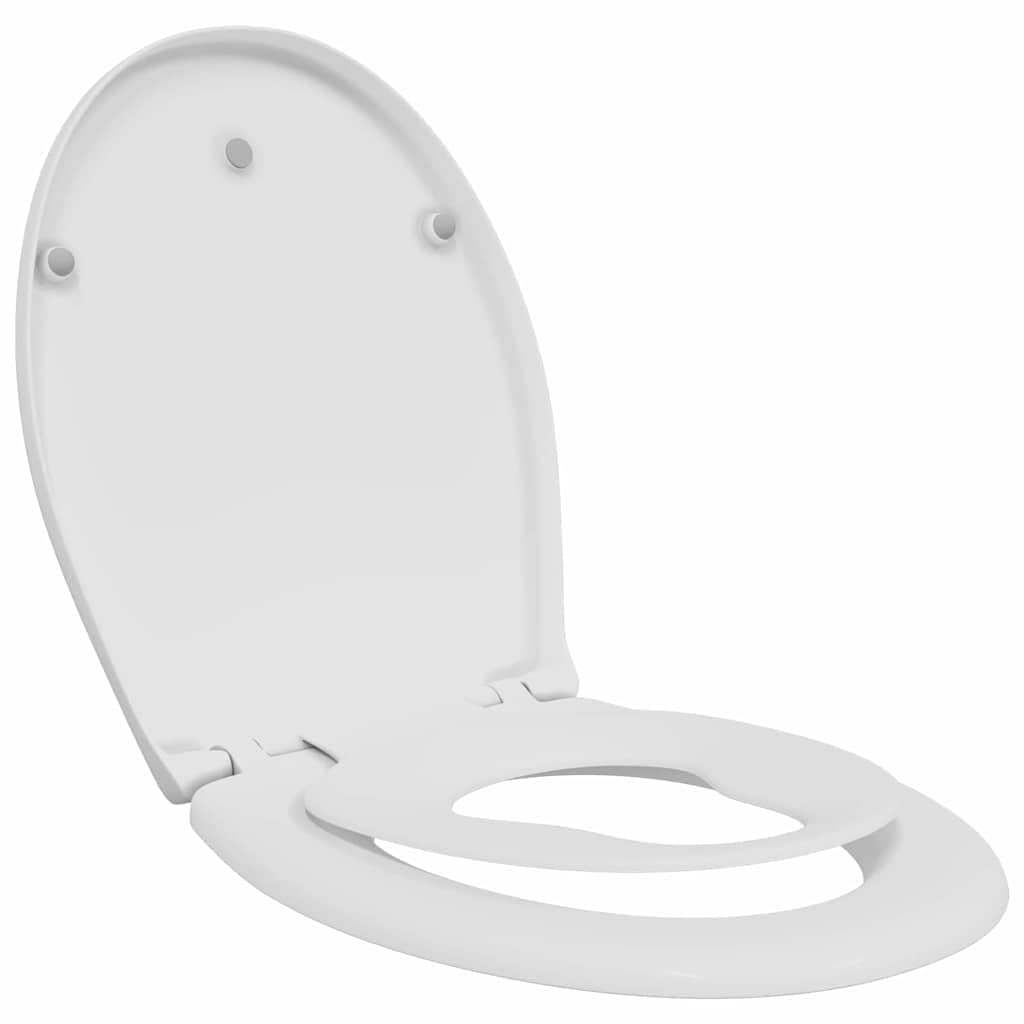 Asiento de inodoro blanco Duroplast 47 x 37 x 4 cm con doble tapa, diseño magnético, asiento pequeño apto para niños, fácil montaje, tapa de inodoro duradera para baño moderno