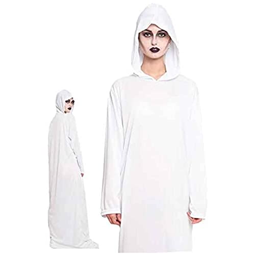 Acan Tradineur - Túnica con Capucha - Fabricado en poliéster - Ideal para disfrazarse en Carnaval, Halloween - Color Blanco - Talla XL