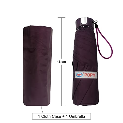 Image of Popy Nano 5Fold Solid Colour Umbrella | World's Largest Small Umbrella | Pocketable size with full 1m+ wide cover when open| 200 g weight | Collection1