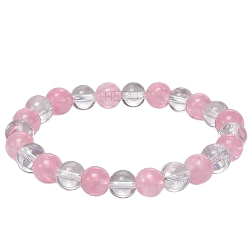 Rose Quartz & Clear Quartz Bracelet | Natural Crystal Healing Gemstone | Support Positive Thoughts, Business Growth, Chakra Balancing Stone |Certificate of Authenticity Gemstone Bracelet for Men & Women | 8mm-picture-53