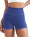 YEOREO CoreFlex Denim Look Pocket 3.6'' Workout Shorts for Women Scrunch High Waisted Yoga Gym Shorts Blue S