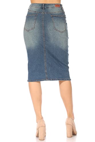 Fashion2Love Women's Juniors/Plus Size Middle - Length Stretch Denim Pencil Skirt (79010)3