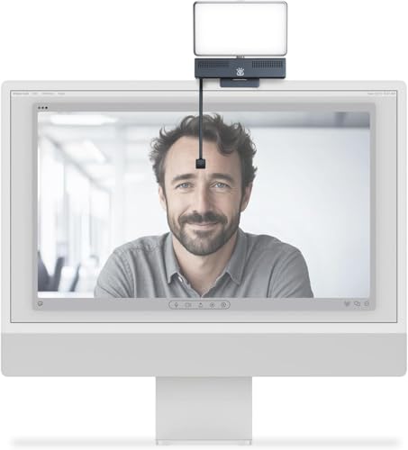 Pro 4K HD Cámara Web con Contacto Visual y Micrófono con Light Panel para PC – Webcam 4K con Cancelación de Ruido, USB Plug & Play para Mac y Windows, para Videollamadas, Streaming y Conferencias