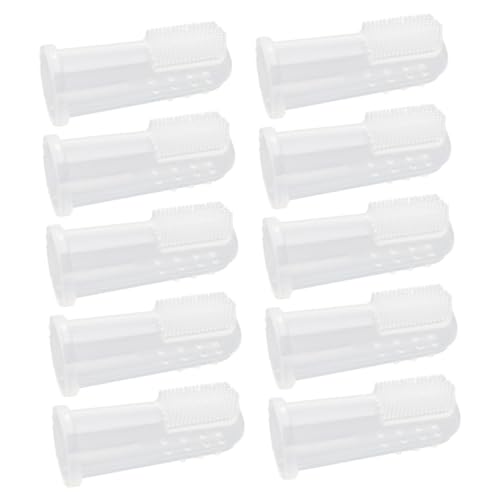 Kisangel Finger Toothbrush for Cats Pet Oral Brush Pet Cleaning Brush Set Silicone Bristles