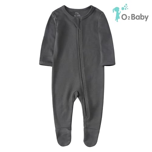 Image of O2Baby Baby Boys Girls Organic Cotton Zip-Front Sleeper Pajamas, Footed Sleep 'n Play