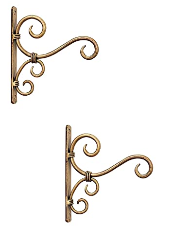 MDSwool Wall Hanging Plant Hook for Planters Lanterns Bird Feeders Wind Chimes Hanging Baskets Ornaments String Lights Indoor Outdoor Balcony Set of 2 (Golden)
