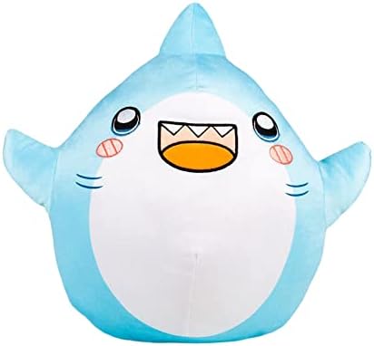 JINSIJU Lankybox Stuffed Plush Toy Cartoon Cute Cat Fox Doll Thicc Anime Plush Toy Stuffed Throw Pillow Gift for Girls Boys (Blue Shark , 30 cm x 35 cm)