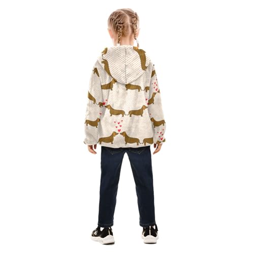 OTVEE Valentine Dachshund Dogs Kids Hoodie Jacket Fall Spring Full Zip Warm Outwear Coat4