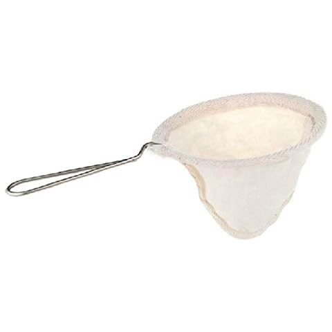 prettDliJUN Reusable Coffee Mesh Filter Bag With Stainless Steel Handle Cloth Strainer, White, 1size Cover