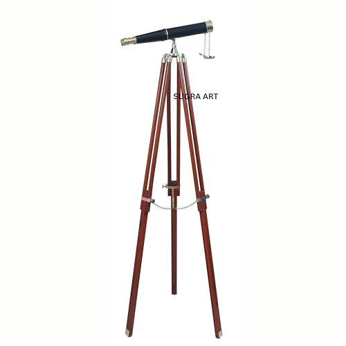 Binoculares de latón sólido con trípode de madera 62 pulgadas miniatura 6