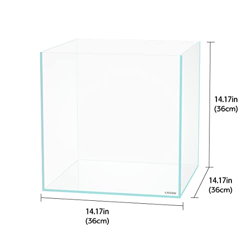 Image of LANDEN 36C 11.5 Gallon Cube Rimless Low Iron Aquarium Tank,W14.2xD14.2xH14.2 in(36x36x36cm) 5mm Thickness with Nano Foam Leveling Mat Included