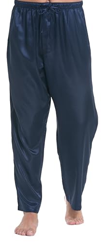 Lavenderi Mens Satin Pajama Pants, Long Pajama Bottoms with Drawstring2