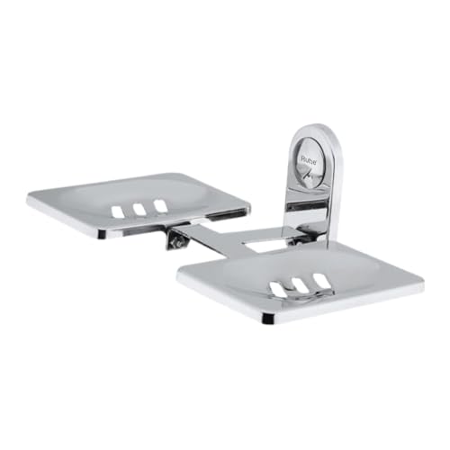 Image of Ruhe Moon Stainless Steel Soap Dish | Wall Mounted | Double Soap Dish Holder | Soap Dish Holder for Bathroom |Bathroom Organizer| Soap Try for Bathroom Accessories |Chrome Finish