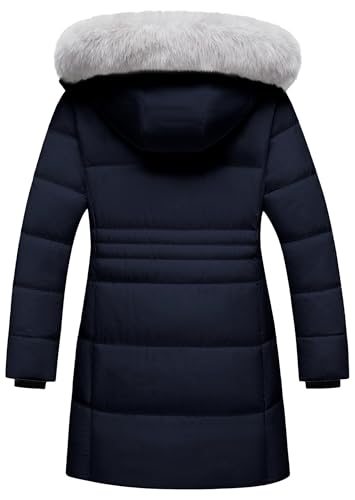 Girl's Winter Coats Kids Long Puffer Jacket Heavy Parka Warm Fleece Ski Outerwear with Removable Fur Hood2