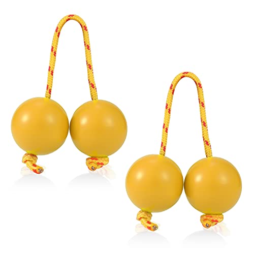 2 Pairs of Aslatuas Rhythmic Ball, Kashaka Shaker Instrument Classical African Shaker Rattle Hand Percussion for Kids Adults Weddings Parties Musical Class (yellow)