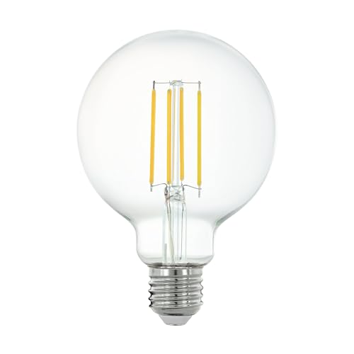 EGLO connect.z Smart Home lampadina Led E27, G95, ZigBee, app e controllo vocale, dimmerabile, bianco caldo, 806 lumen, 6 W, lampadina vintage chiara