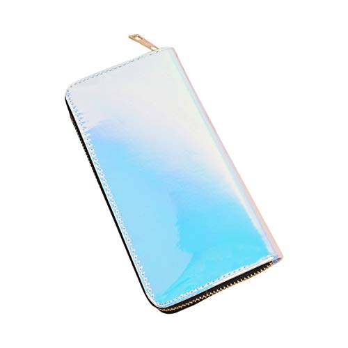 Premium Holographic Smooth Vegan Leather Continental Zip Around Wallet