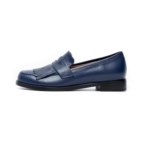 Image of ONEENO Women's Flat Leather Fringe Loafer