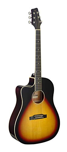 Stagg Cutaway Dreadnought-Gitarre für Linkshänder, Sunburst