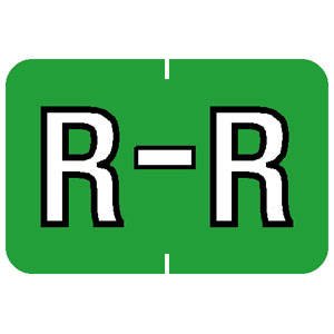 Tabbies Barkley ABKM Compatible 71620 Series Alpha Labels, Light Green R, 1”H x 1-1/2”W Label Size, Filing Color Code System, 252 Labels Per Kit (