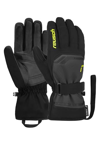 Reusch Guantes de esquí Primus R-Tex XT Impermeables para Hombre, cómodos y cálidos, Guantes de esquí Softshell, Guantes de Invierno, Gris-Amarillo, 9