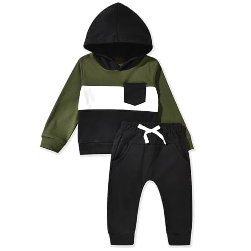 Aalizzwell Toddler Boys Fall Winter Sweatsuit Hoodie Outfit