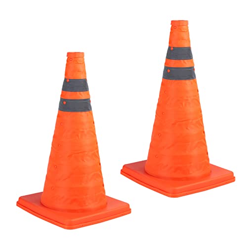 Cônes de sécurité orange pliables 18 pouces avec bande réfléchissante pour auto, lot de 2