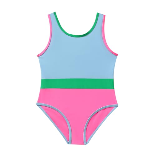 Toddler Girl Swimsuit Candy Color One-Piece Swimwear Girls Color Block Bathing Suit Summer Bikini Set 1-6 Years