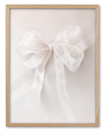 EcoHest Modern White Bow Framed Wall Art, 12x16 in OAK