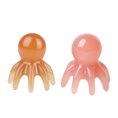 Paquete de 2 peines masajeadores de cabeza con forma de pulpo para aliviar el estrés. Peine masajeador de puntos de acupresión para dolores de cabeza. Herramienta de acupresión manual.