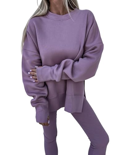 Ensemble sweatshirt et leggings pour femmes tenue de sport violette taille L confort