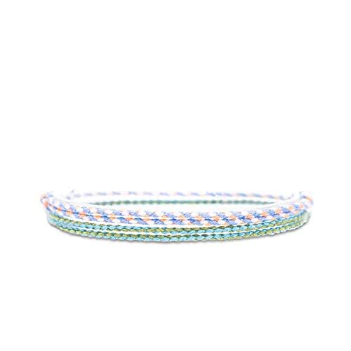 Made by Nami Surfer Anklet Set of 2 Women & Men – Thin Boho Hippie Anklet Braided – Handmade Beach Festival Accessories – Adjustable – 100% Cotton (Lavender & Green) - View 2