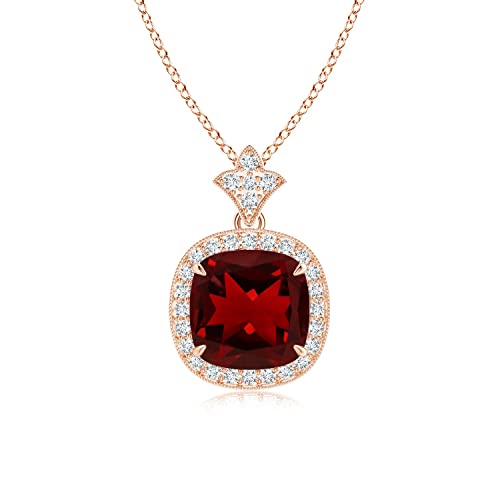 Angara Natural Garnet Pendant for Women | Vintage in 14K Solid Go...