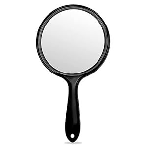 OMIRO Hand Mirror, Double-Sided Handheld Mirror 1X/3X Magnifying Mirror with Handle, Pack of 1 (Transparent Black)