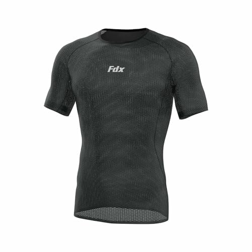 FDX Cool Mesh Men's Base Layer Shirts Half Sleeve - Men’s Summer Cycling Mesh Top - Ultralight, Breathable, Anti-Odour Bicycle Skins Jersey - Under-Shirts for Running, Gym, Workout, Hiking