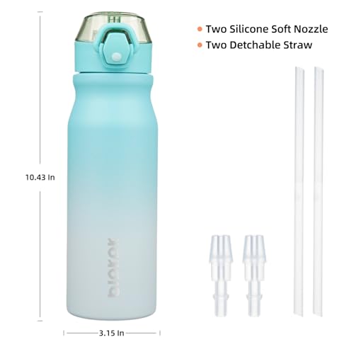 Image of BJPKPK 25 oz Insulated Water Bottle, Straw, Handle, Stainless Steel Flask | Leak Proof Locking Lid, Thermal, Double Wall Vacuum, Keeps Hot /Cold, BPA Free, Dishwasher Safe, Travel & Sports, Sea Salt