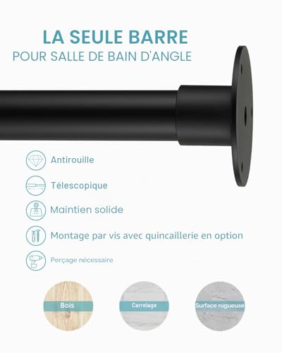 Tringle douche angle en L pour stopper les fuites d'eau de baignoire - 3