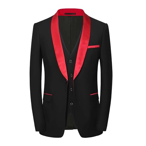 Tuxedo Suits for Men 3 Pieces Wedding Prom Dinner Party Shawl Collar Blazer Vest Pants Set with Black Stripe Bow Tie2