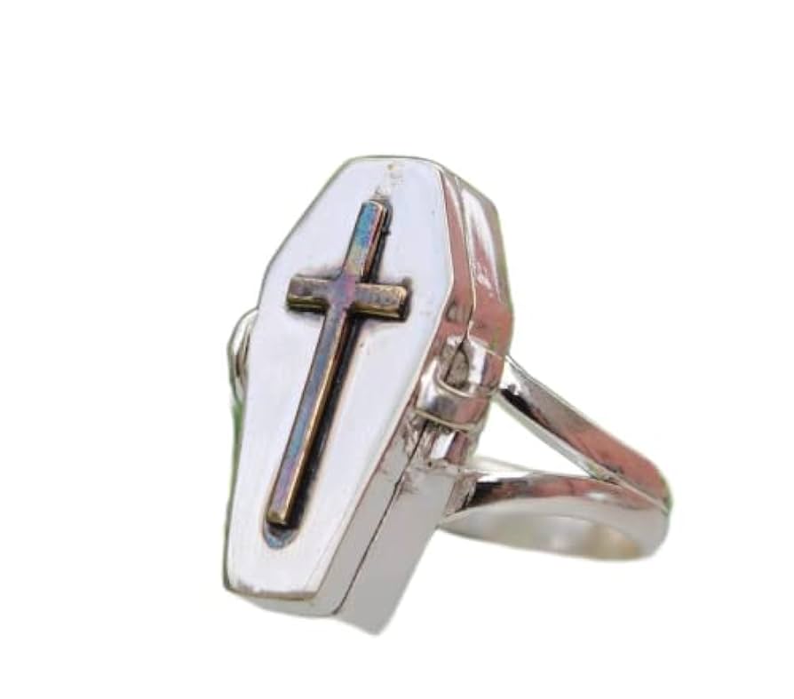 Amazon.com: Vintage Coffin Cross Poison Ring, Pill Box