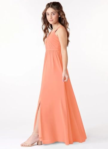 Long Girls's Sleeveless Bridesmaid Dresses for Junior Simple A Line Flower Girl Dress Sleeveless Sunset Jr Bridesmaid Dresses for Girl 7-16 Little Infant Junior Formal Gown3