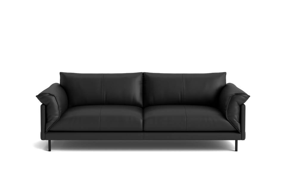 Image of LEGACY OF COMFORT Zola 3 Seater Sofa Three Seater Sofa Leather for Living Room Hotels and Offices (Black)