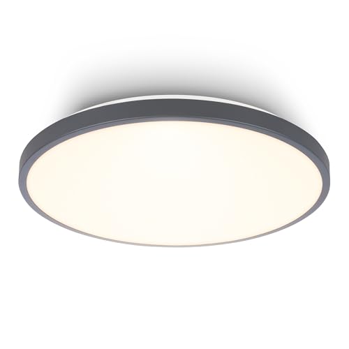 BRILONER - Plafonnier LED avec panneau décoratif, lumière blanche chaude, 17,5W, 2400lm, lustre salon, chambre, luminaire plafonnier, cuisine, 33 x 6 cm, anthracite
