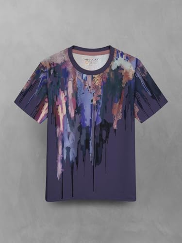 Image of HELLCAT Trendy Front & Back Graphic Printed Cotton Blend Half Sleeve Premium Round Neck Tshirt for Boys