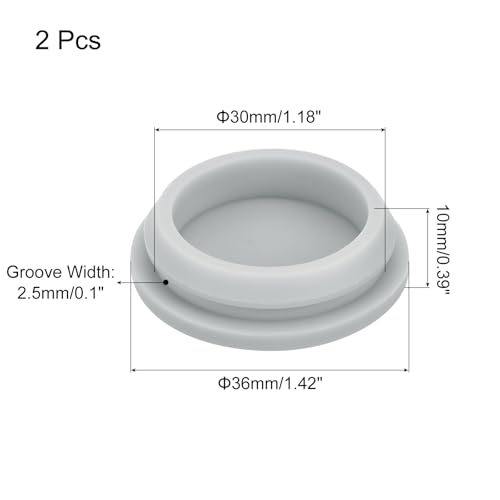 Image of MECCANIXITY 2pcs Silicone Snap in Locking Hole Plugs,30mm /1.2 Inch Mounting Diameter Narrow Groove Width 2.5mm Panel Seal Cover Round for Kitchen Bulkheads Waterproof Sealing Plugs Grey