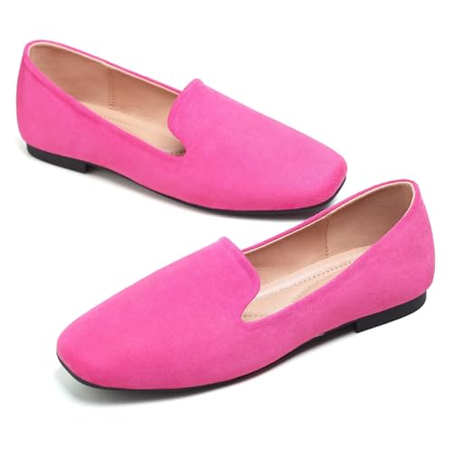 Image of ChaiRong Zhou Women Square Toe Ballets Flats Comfort Slip On Walking Shoes for Driving