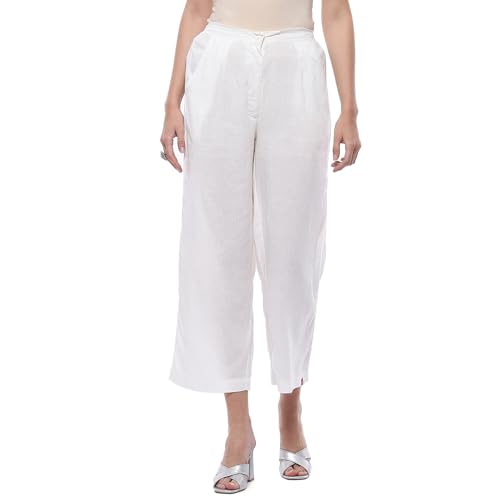 Image of BIBA Women Cotton Loose Solid Pants