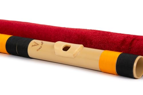Image of Radhe Flutes | A Natural Right Handed Base Bansuri | Black & Orange| Tuned With Tanpura A=440Hz | PVC Flute + Velvet Cover + Hindi & English Flute Lessons